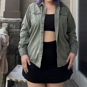 Wrangler Army Green Utility Button Down